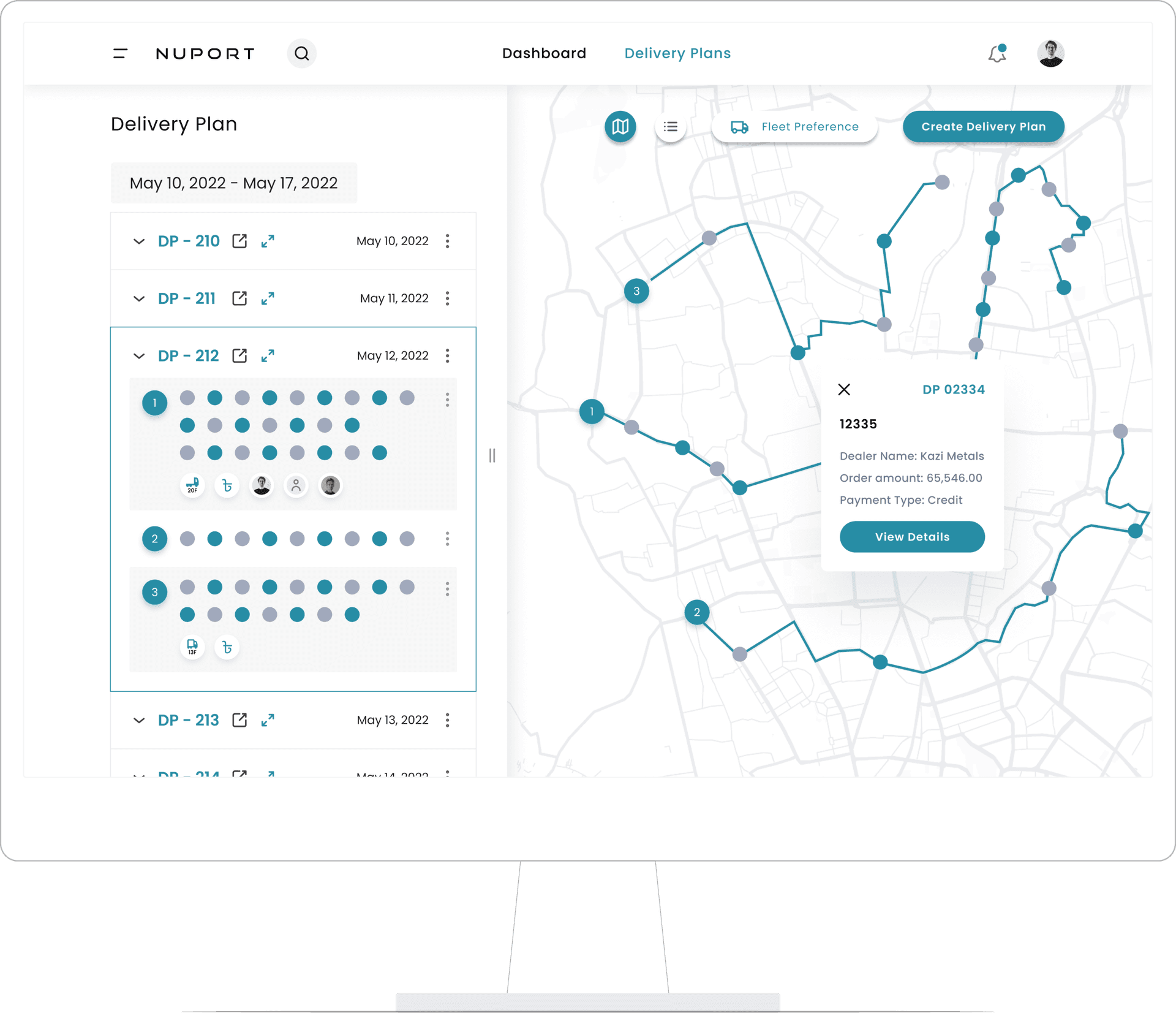 Nuport automated distribution planning screen